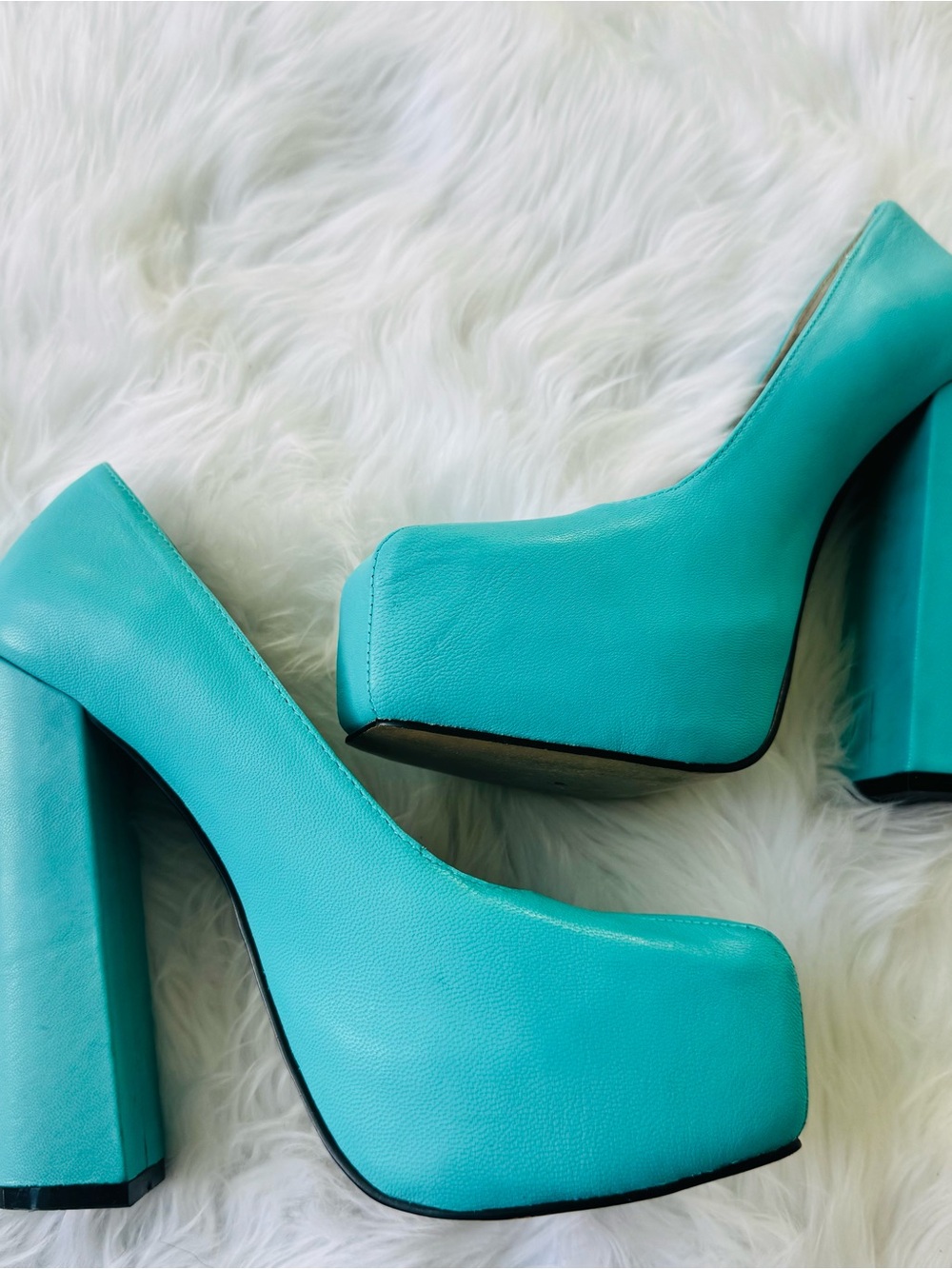 LF  Turquoise Platform Block Heels